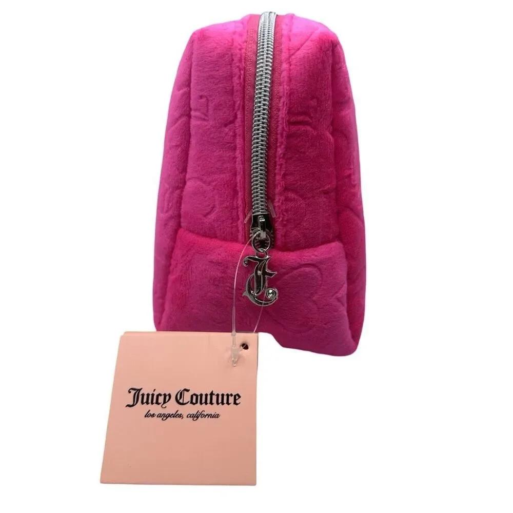 Juicy Couture Hot Pink Velour Cosmetics Bag - 9”W x 7”H x 5”D